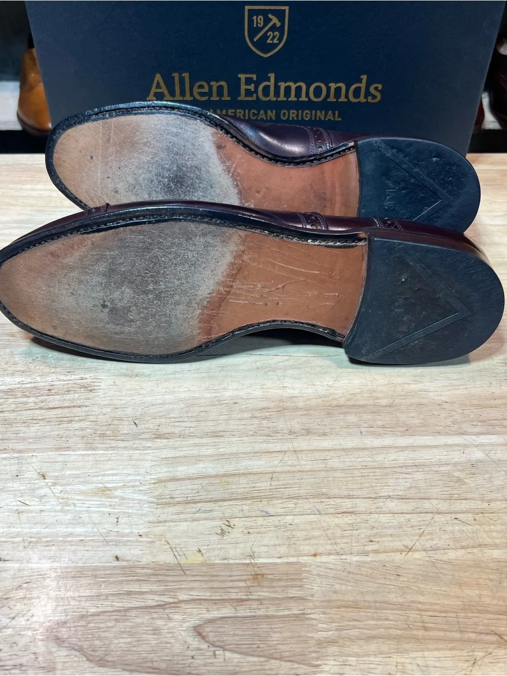 Allen Edmonds Strand Rutland Cap Toe Oxfords Custom #8 Burgundy Dye Sz 12D 🇺🇸
